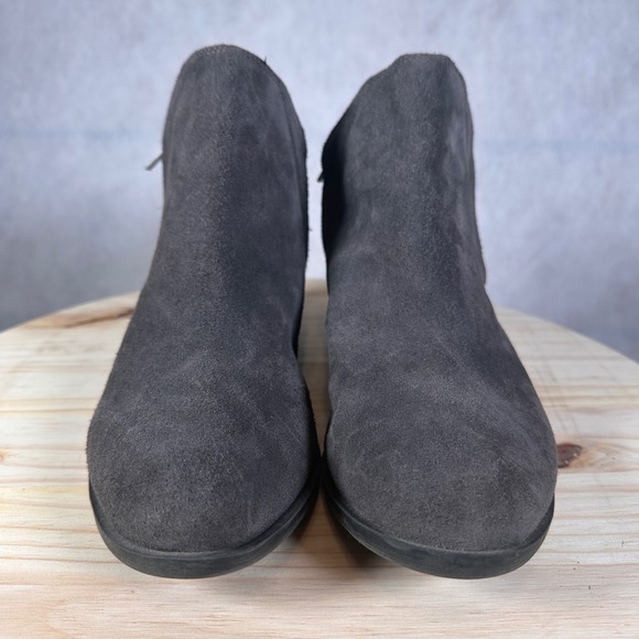 Lucky Brand Basel Suede Ankle Boots Womens 10M Grey Good Low Block Heel Bootie - Picture 2 of 15